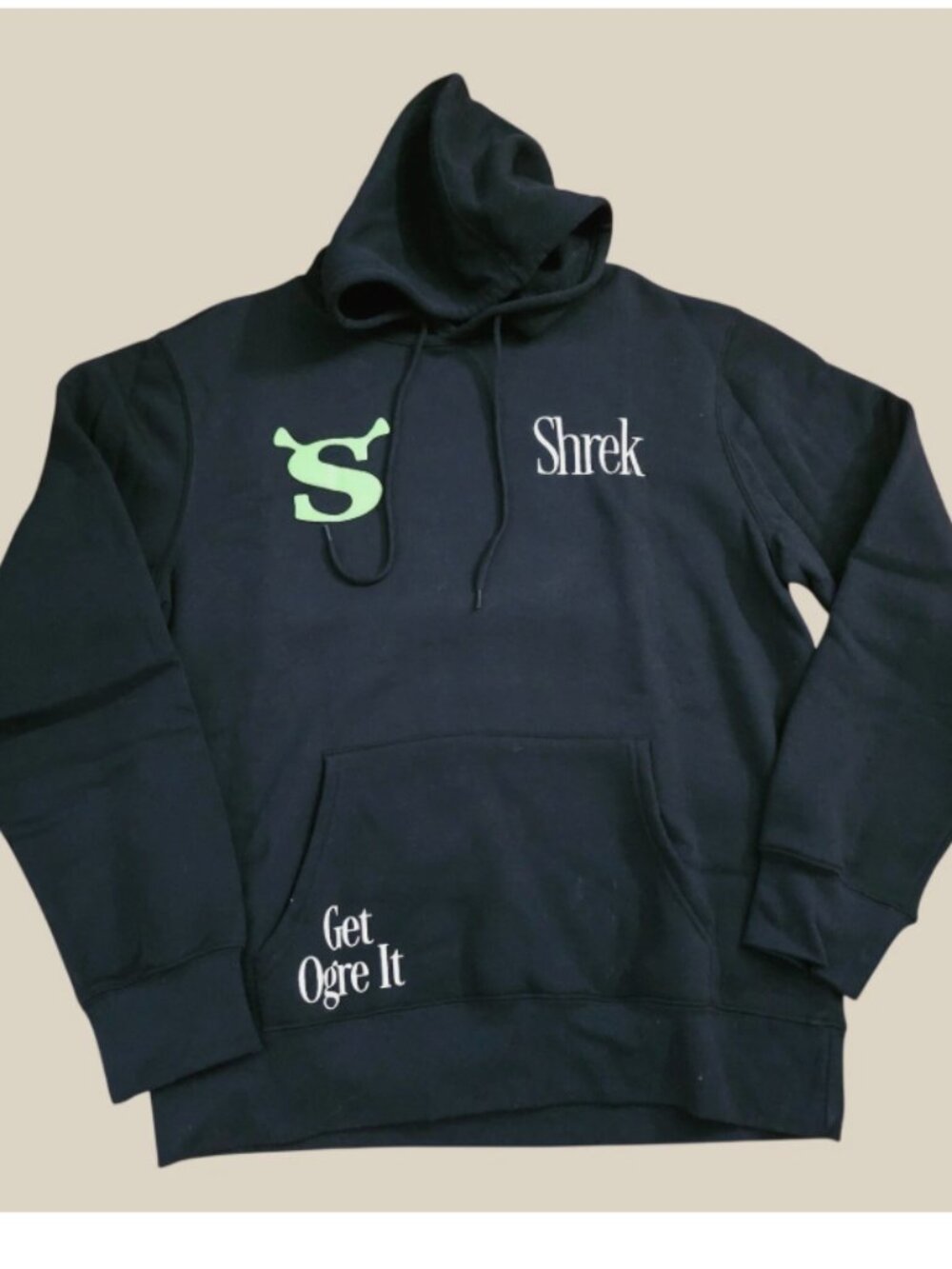 DreamWorks Shrek Happens Black Graphic Hoodie Mens Large Get Ogre It Sweatshirt